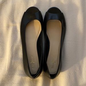 New women’s Cole Haan leather peep toe flat shoes.